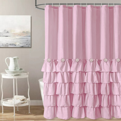 Pink Ruffle Shower Curtain Neutral Shower Curtain 72 x 72