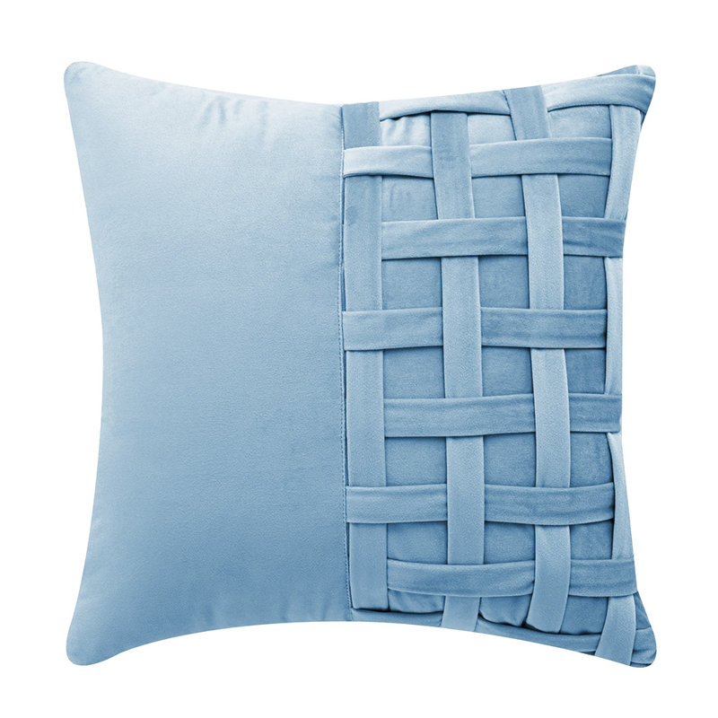  Velvet Geometric Throw Pillow, Water Blue