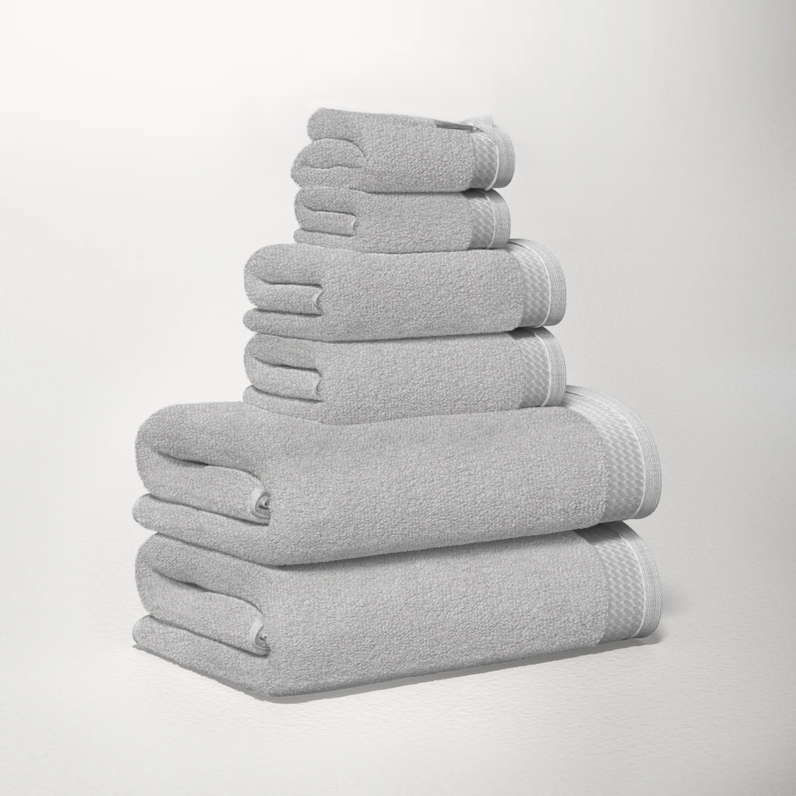 Prague 6-Piece Cotton Towel Set, Silver