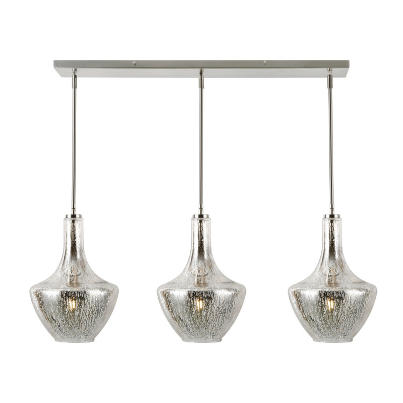 Cammie 3 - Light Kitchen Island Pendant, Smokey, Satin Nickel