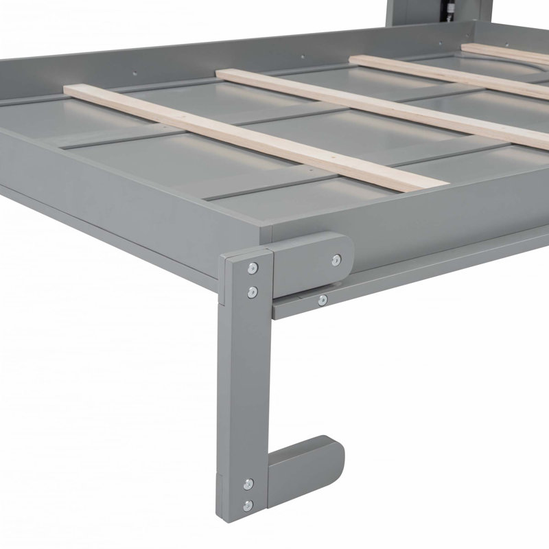 Lit escamotable mural avec tablettes Murphy, gris, Double