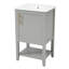 Meuble-lavabo de 20 po avec lavabo, armoire de salle de bain avec porte à fermeture douce, support de rangement et tablette ouverte-121709096