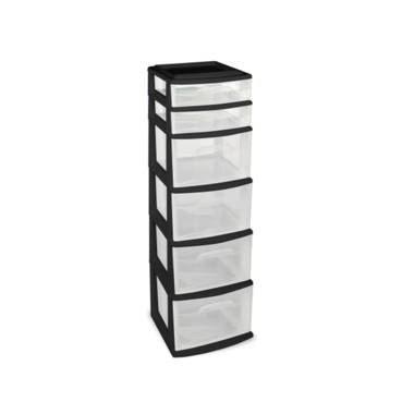 Homz Plastic 5 Clear Drawer Medium Home Storage Container Tower, Black  Frame, 1 Piece - Baker's