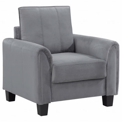 Grey Fabric Upholstered Rolled Arm Accent Chair