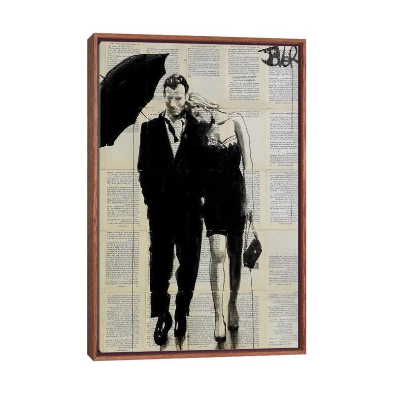 Impression d’art graphique, "each other" par Loui, Toile classique avec cadre brun, Pas de tapis