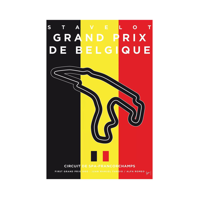 F1 Francorchamps Race Track Minimal Poster by Chungkong - Wrapped Canvas Print, 66.04 cm H x 45.72 cm W x 1.91 cm D