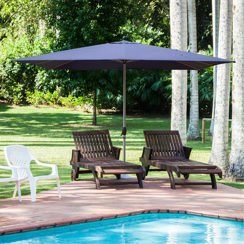 Parasol de patio rectangulaire à manivelle, bleu marine (base non incluse), L 135,83 po x P 104,33 po, Marine