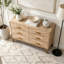 Commode en bois clair 47,24 po avec relief géométrique et pieds dorés-649827473