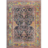 Blue Hand-Knotted Wool Floral Trellis Geometric Modern Contemporary Carpet Rug