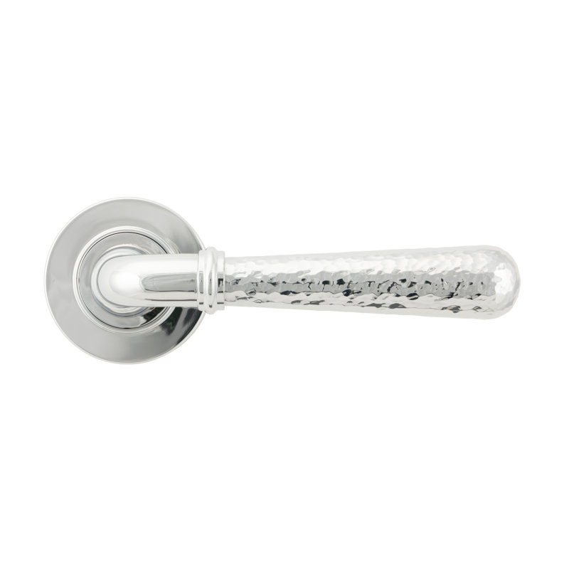 Hammered Newbury Lever on Rose Set (Plain), Polished Chrome