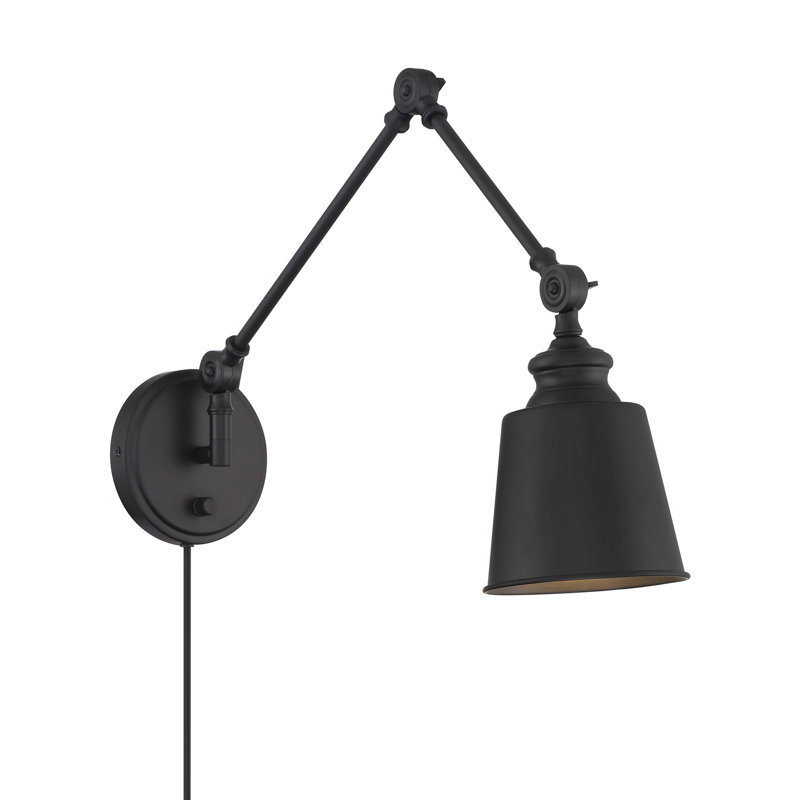 Lila 1-Light Adjustable Wall Sconce in Black, Black