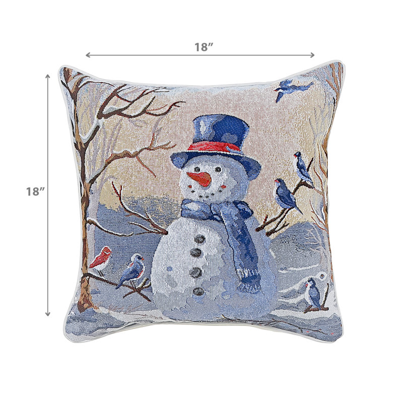 Coussin en polyester renne et arbre 18 x 18 - ensemble de 2, H 18 po x l 18 po, Bleu / beige, Carré