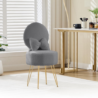 Velvet Vanity Stool with 9L Hidden Storage & Collapsible Backrest – Soft Padded Ottoman with Anti-Slip Metal Legs, 15.7" Dressing Chair for Bedroom