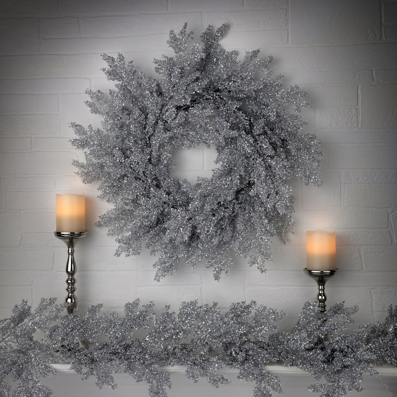 24" Lazer Glitter Pine Wreath