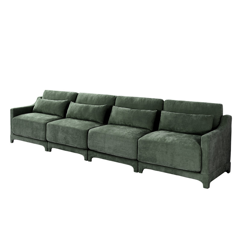 Canapé modulaire en chenille de 142 po de large à 142 places, modulaire avec siège de 134 po de largeur, assise profonde de 24,4 po, canapé Cloud, vert