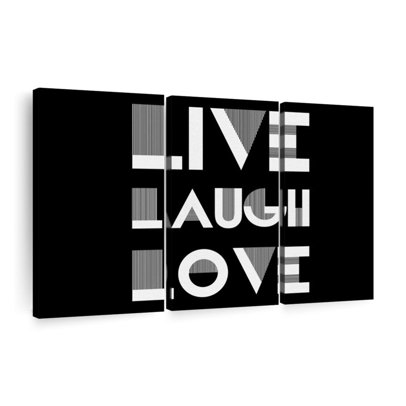 Ensemble 3 pièces Live Laugh Love Typographie II sur toile, H 32 po x l 50 po x P 1,25 po