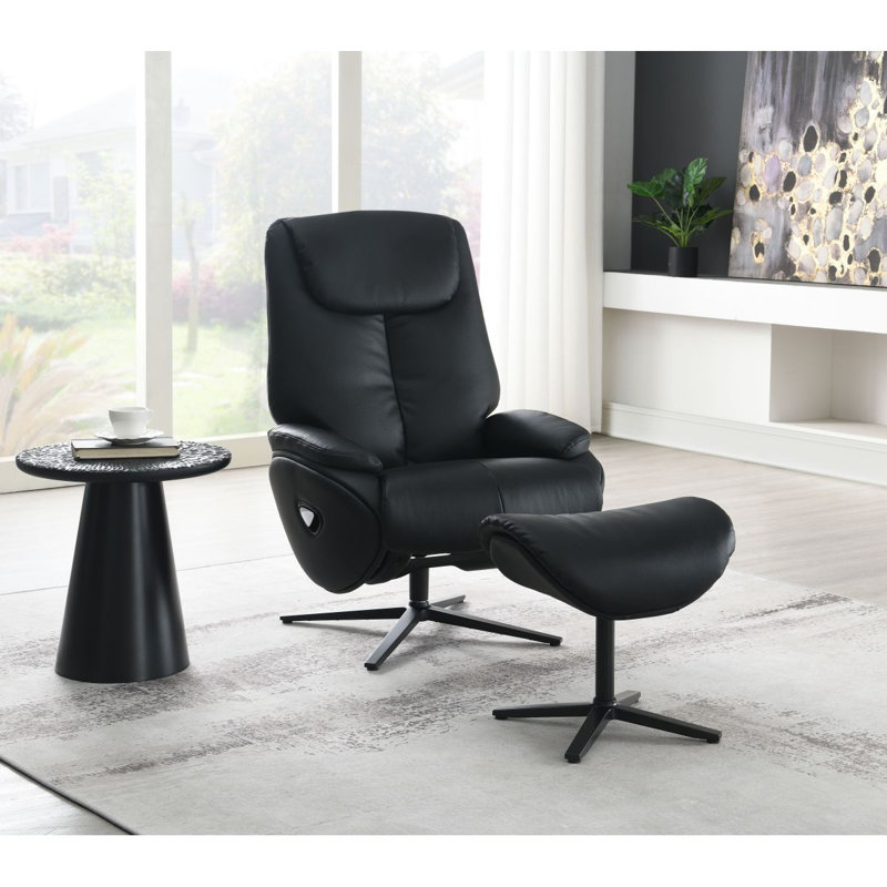 Fauteuil d'appoint pivotant noir avec repose-pieds
