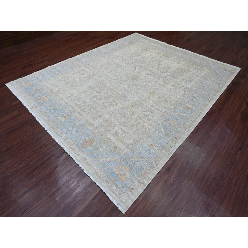 Tapis blanc en laine noué à la main 8 pi 2 po x 10 pi Peshawar Heris 920AA743E9864D0C9D0537AF247B8BC4