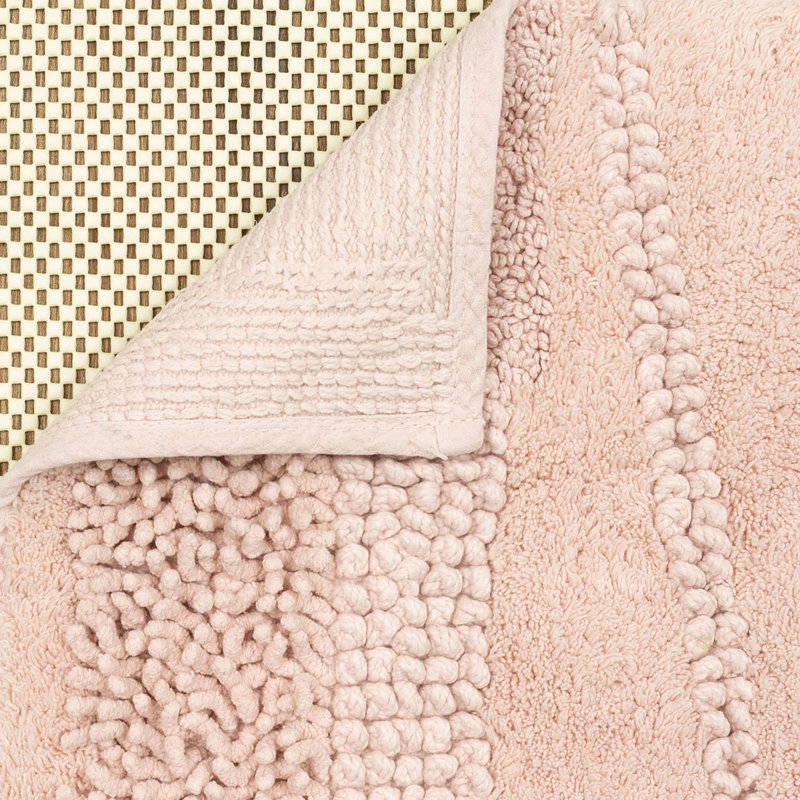 Laverne High/Low Stain/Fade Resistant Non-Slip Machine Washable Bath Mat, 21" W x 34" L, Blush