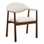 Set of 2 Warm Brown and Beige Upholstered Armchairs with Curved Back, Solid Rubber Wood, 24.02 L x 23.03 W x 30.91 H