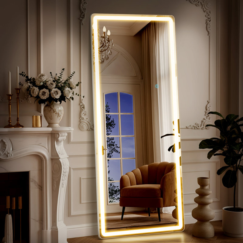 Miroir de plancher rectangulaire en métal Hameed, 64 po x 21 po