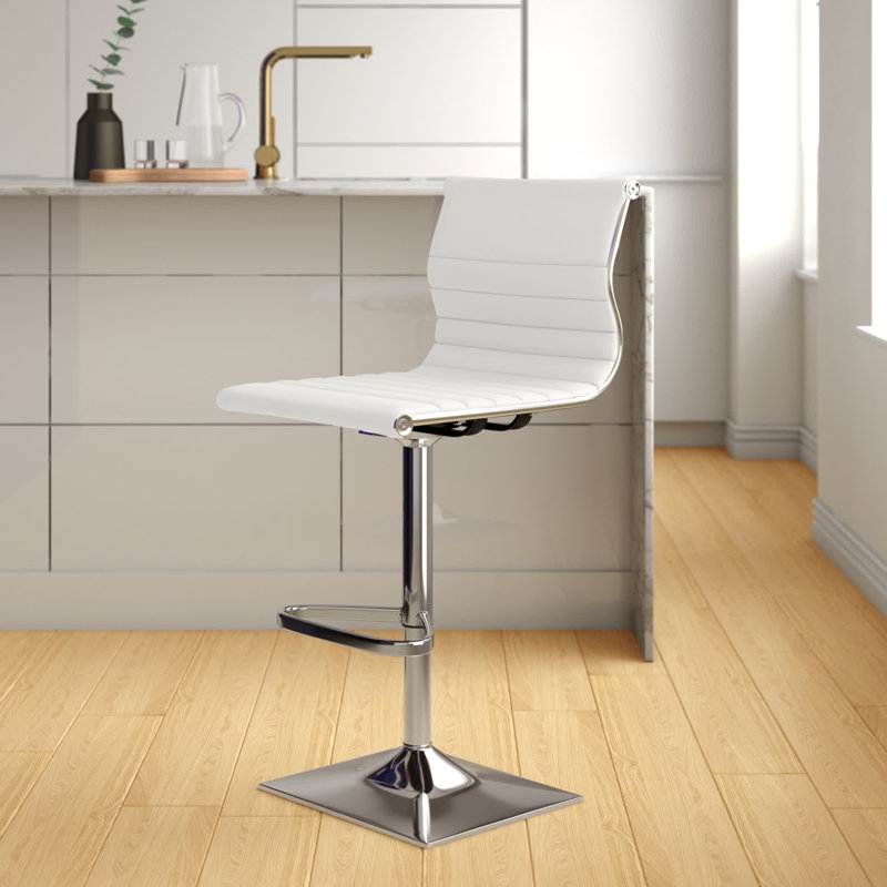 Tabouret de bar pivotant très haut à hauteur réglable de 34 po Stoke Gifford, Similicuir blanc