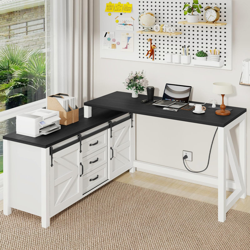 Bureau en L avec tiroirs