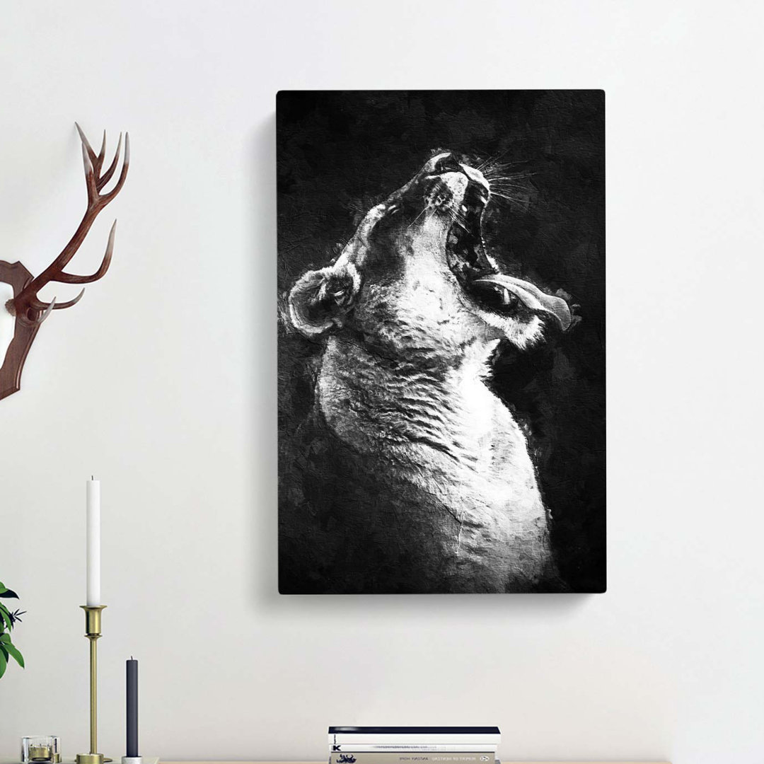 Yawning Lioness - Wrapped Canvas