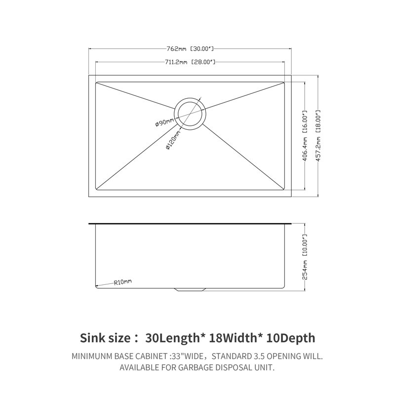 Deep Basin Undermount Kitchen Sink - Professional Stainless Steel
