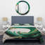 Ensemble de housse de couette en émeraude vert et doré à motif de vagues abstraites III-862096193
