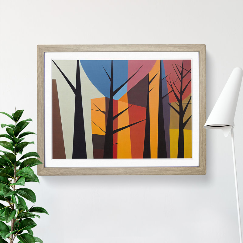 Brave Abstract Forest - Single Picture Frame Print, 46cm H x 64cm W x 2cm D, Oak Framed