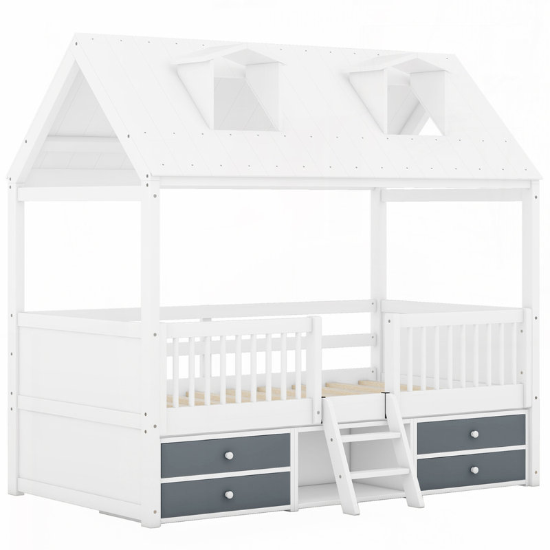 Structure de lit en bois, Simple, Blanc