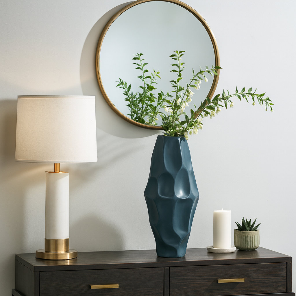 Antwerp Handmade Table Vase, 21" H x 9" W x 9" D, Teal