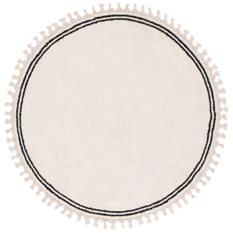 Kripinski Hand Woven Cotton Machine Washable Rug, Round 5'