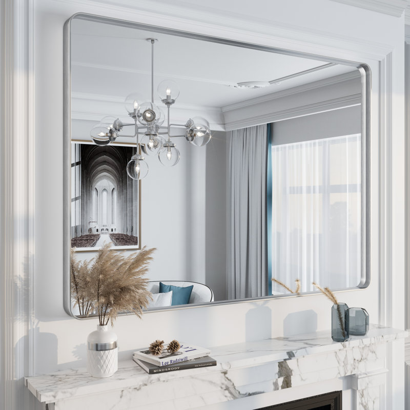 Miroir mural Aevar, 48 po x 36 po, Argent brossé