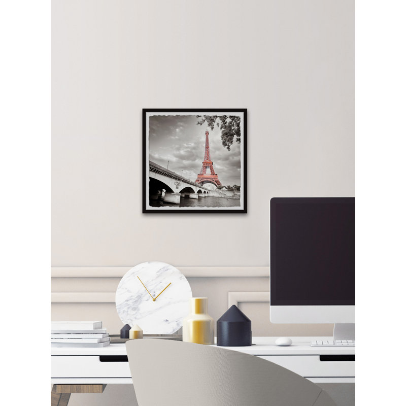 Red Eiffel Tower - Single Picture Frame Print, 61cm H x 61cm W x 3.81cm D
