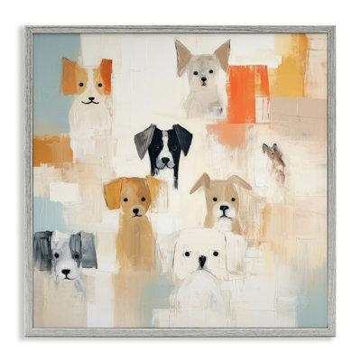 «Modern Dog Collage» encadré sur bois par Irena Orlov