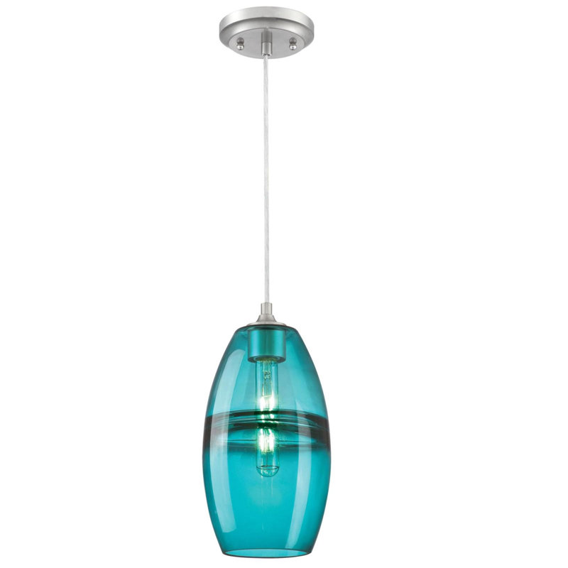 Darshan 1 - Light Single Pendant, Turquoise, Brushed Nickel