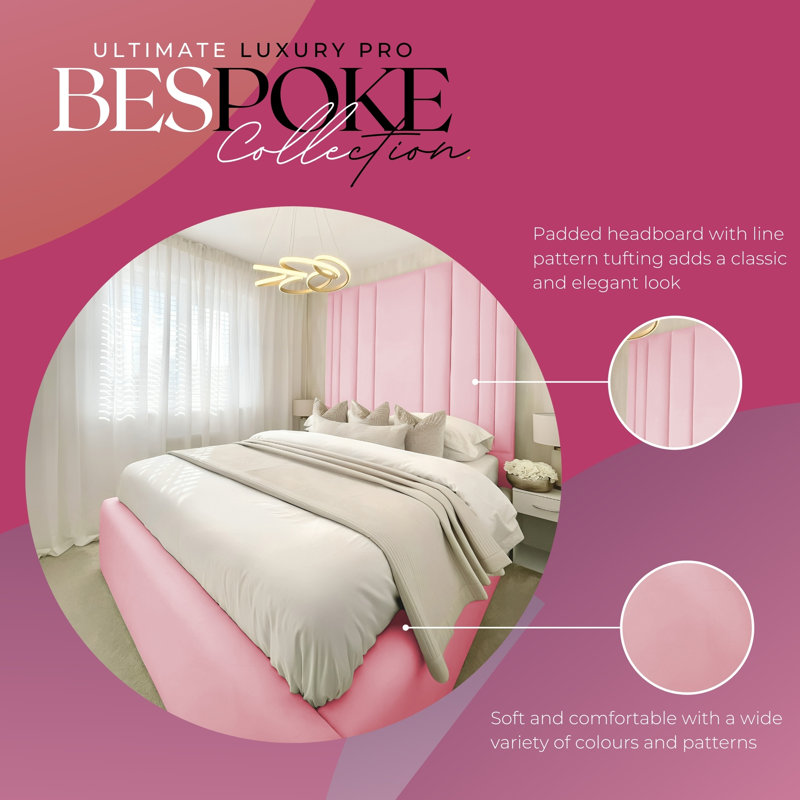 Savor Upholstered Ottoman Storage Bed Frame - Plush Velvet Gas Lift with Headboard, Double, Pink
