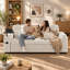 Canapé-lit convertible 65 po Corduroy, causeuse escamotable avec table d'appoint, ports de chargement USB et poche de rangement, canapé-lit moderne-485592290