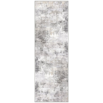 Abstract Runner Rug 2X6 Ft Washable Runners For Hallways, Non Slip Kitchen Runner Printed Faux Wool Entryway Runner Indoor, Modern Abstract Floor Carpet
