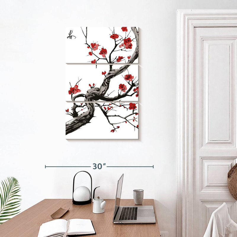 Harnek Red Cherry Blossoms, 32" H x 20" W