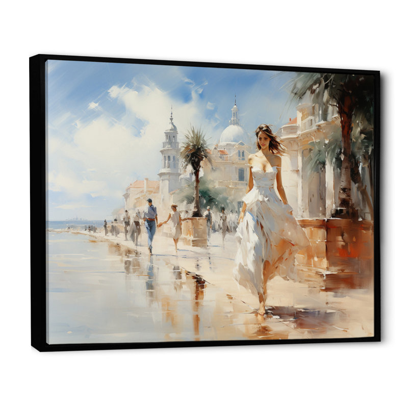 Kolbie, Espagne, bord de mer, promenade à Tolède, sur toile, Cadre flottant noir, H 24 po x l 32 po x P 1 po