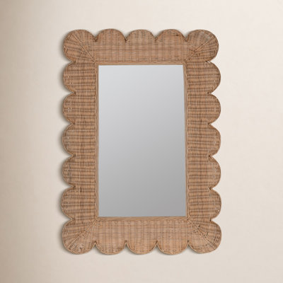 Rattan Scalloped Mirror