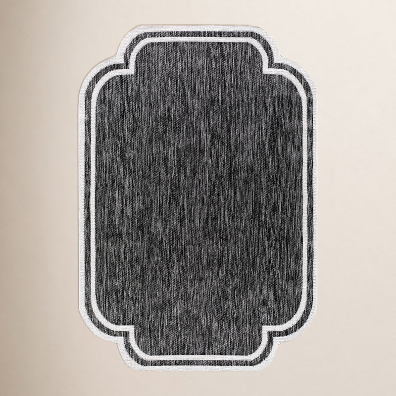 Skiles Machine Woven Rug, Rectangle 2'4" x 3'9", Black/Cream