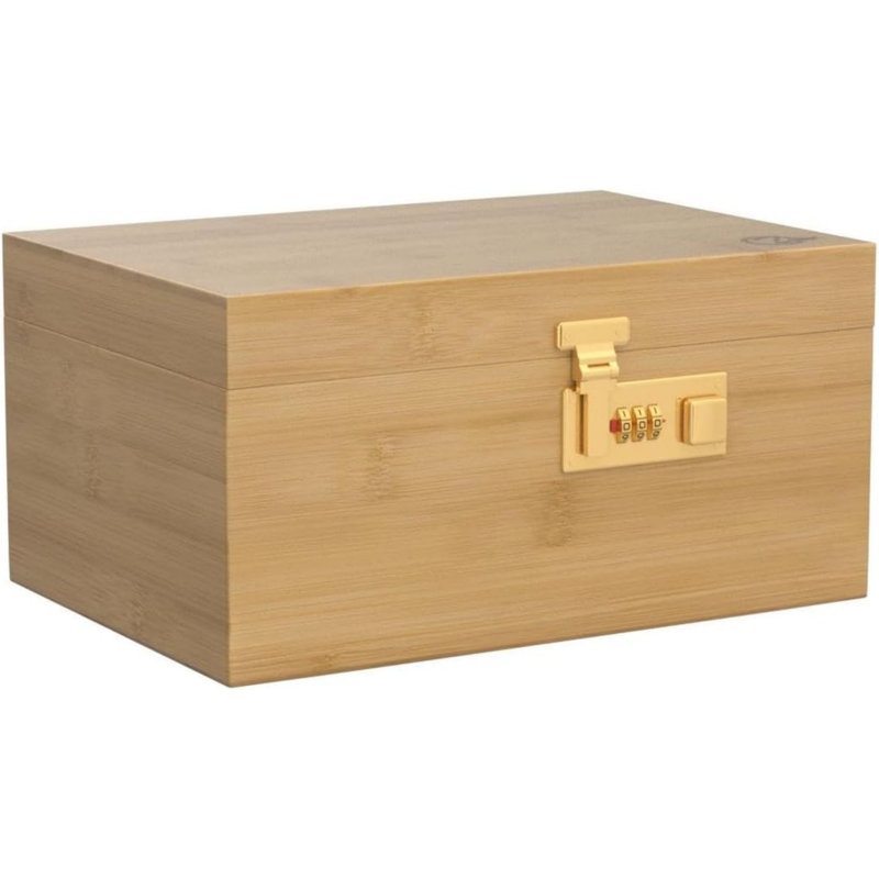 Large Bamboo Box With Combination Lock Decorative Box For Home Locking Storage Bamboo Box (Nature)