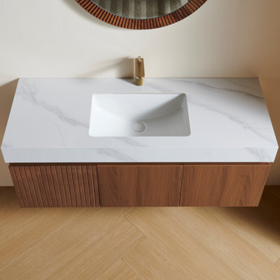 Muri 48"Striped Solid Wood Bathroom Vanity