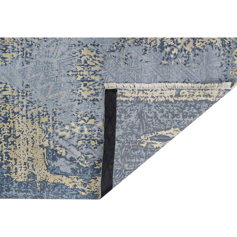 Hand Knotted Damask Area Rug, Rectangle 9' x 12'