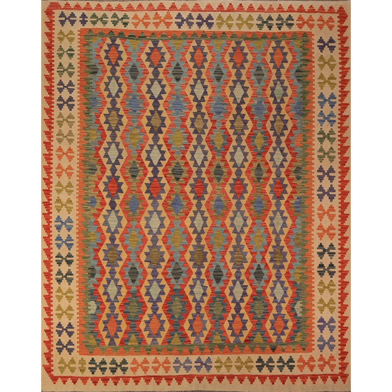 Tapis oriental kilim en laine à tissage plat 8 x 10