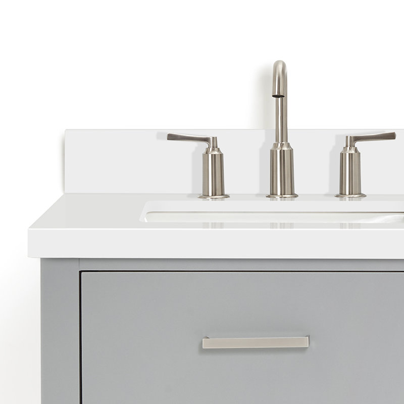 73'' W Double Vanity, Brushed Nickel, White, 61"